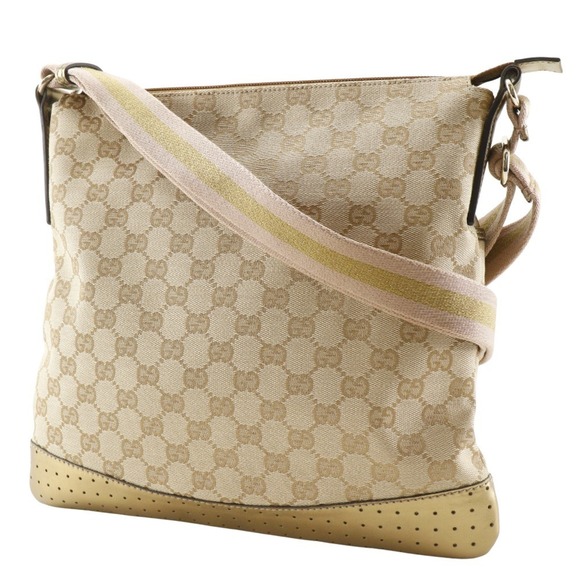GUCCI Authentic Cream Canvas Shoulder Bag